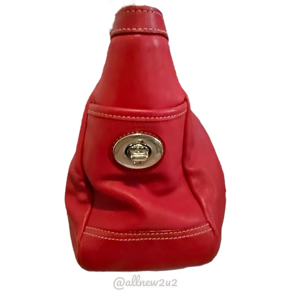 Coach 1941 Ashley Red Leather Double Handle Zipper Closure Tote Shoulder Bag Sil - Picture 7 of 16